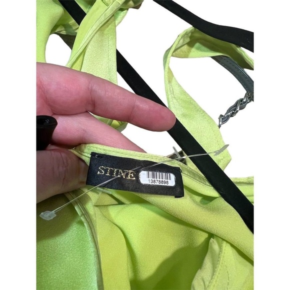 Stine Goya Rosario Tie Strap Satin Dress Yuzu Green Women's M - Picture 6 of 7